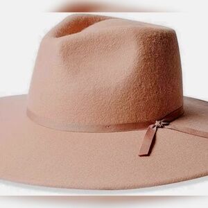 Brixton Sara Felt Wide Brim Hat Blush Pink New